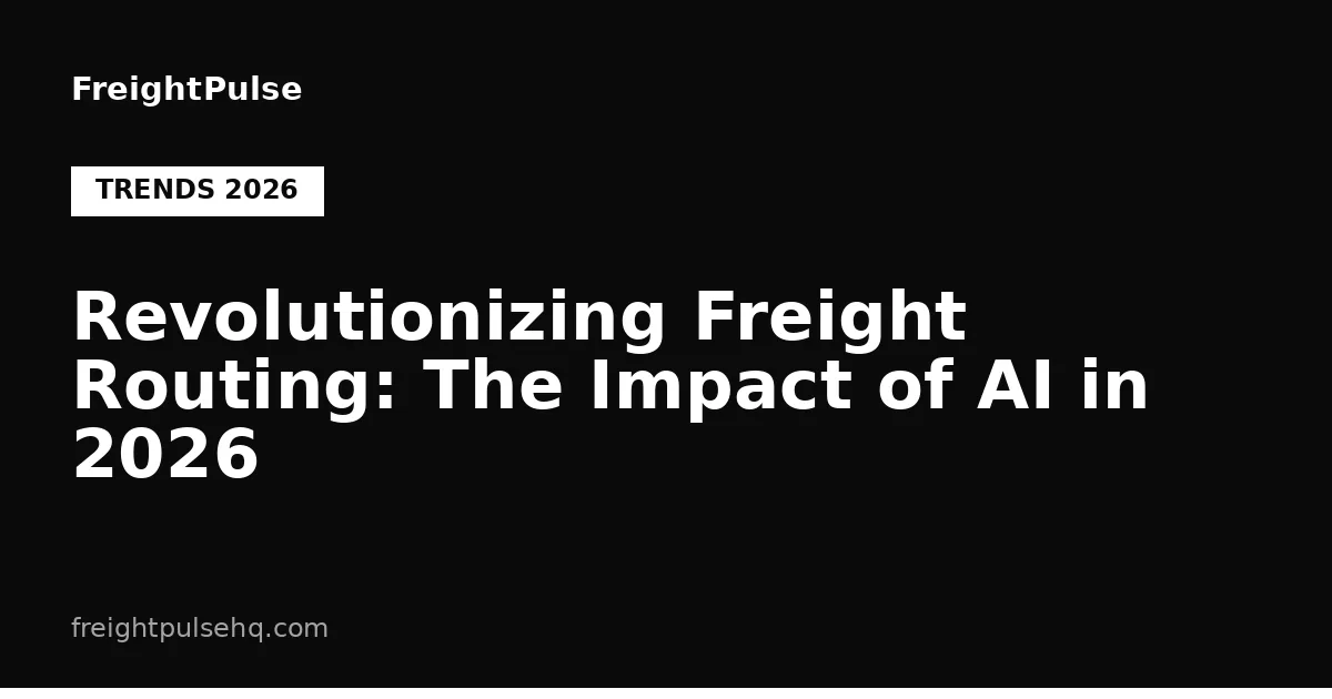 Revolutionizing Freight Routing: The Impact of AI in 2026