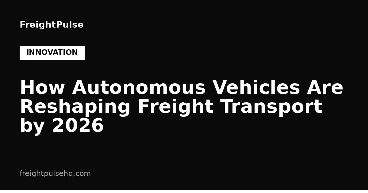 How Autonomous Vehicles Are Reshaping Freight Transport by 2026