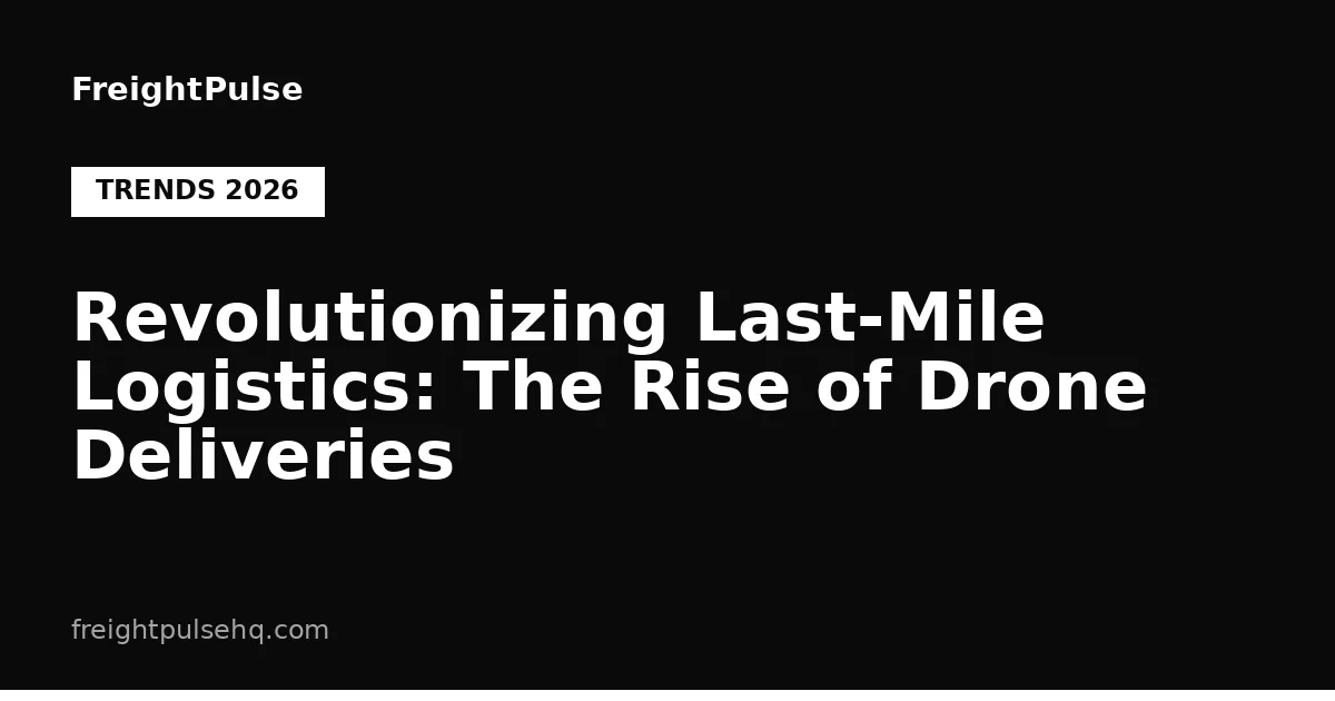 Revolutionizing Last-Mile Logistics: The Rise of Drone Deliveries