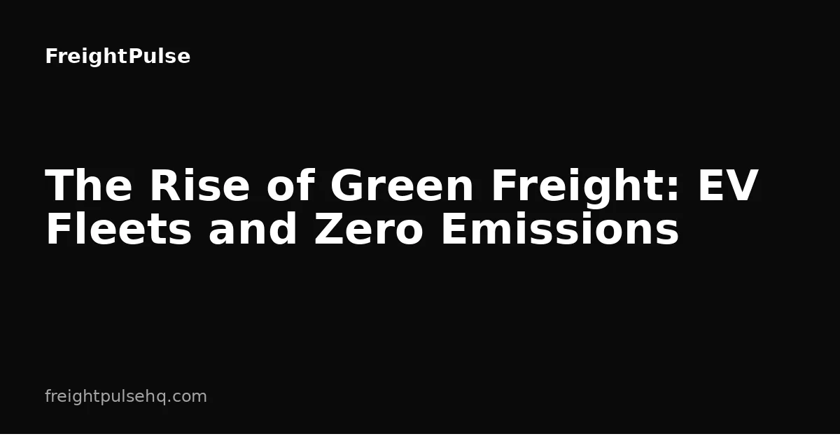 The Rise of Green Freight: EV Fleets and Zero Emissions