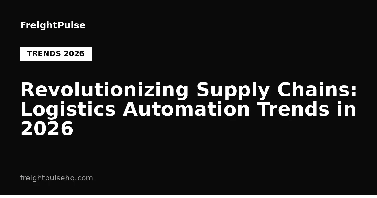 Revolutionizing Supply Chains: Logistics Automation Trends in 2026