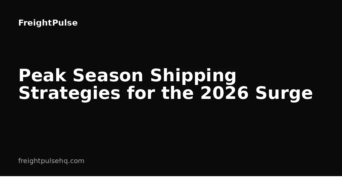 Peak Season Shipping Strategies for the 2026 Surge