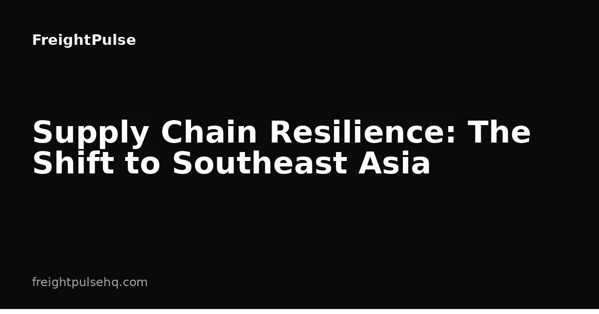 Supply Chain Resilience: The Shift to Southeast Asia