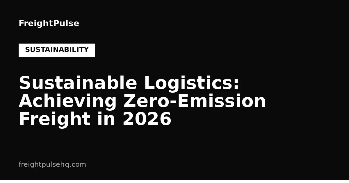 Sustainable Logistics: Achieving Zero-Emission Freight in 2026