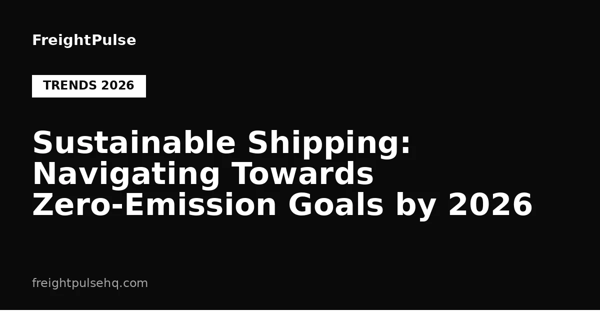 Sustainable Shipping: Navigating Towards Zero-Emission Goals by 2026